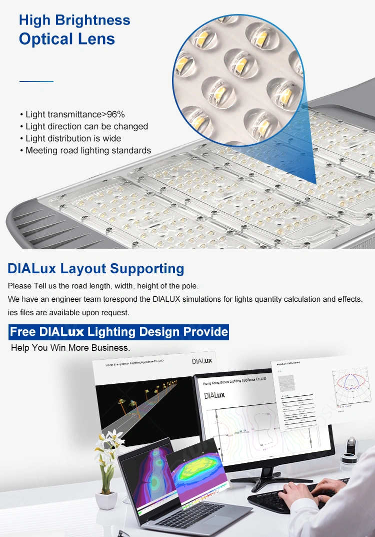 BOSUN Lighting LED street light 230lm/W with outstanding optical lens